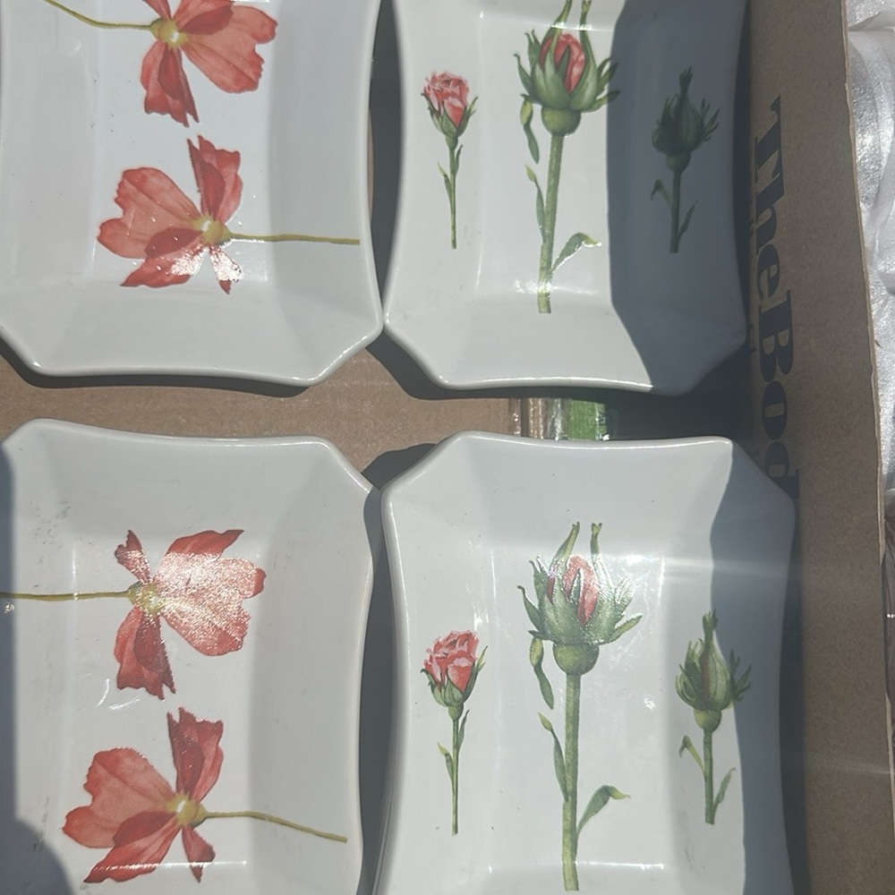 Floral Rectangular Plates Set of 8